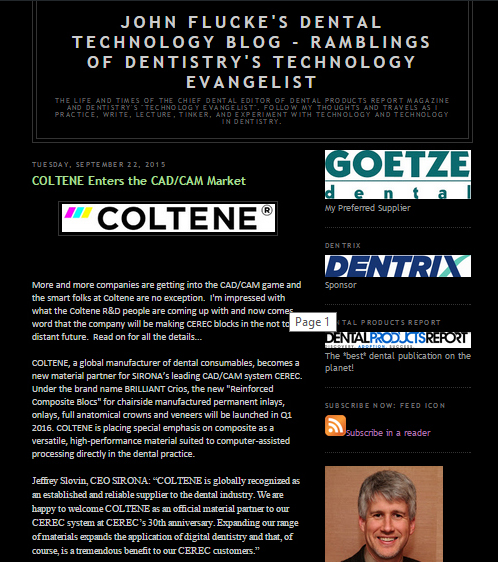 JOHN FLUCKE'S DENTAL TECHNOLOGY BLOG - RAMBLINGS OF DENTISTRY'S TECHNOLOGY EVANGELIST